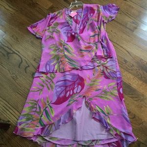 Midnight Velvet Pink Purple Floral Skirt And Top